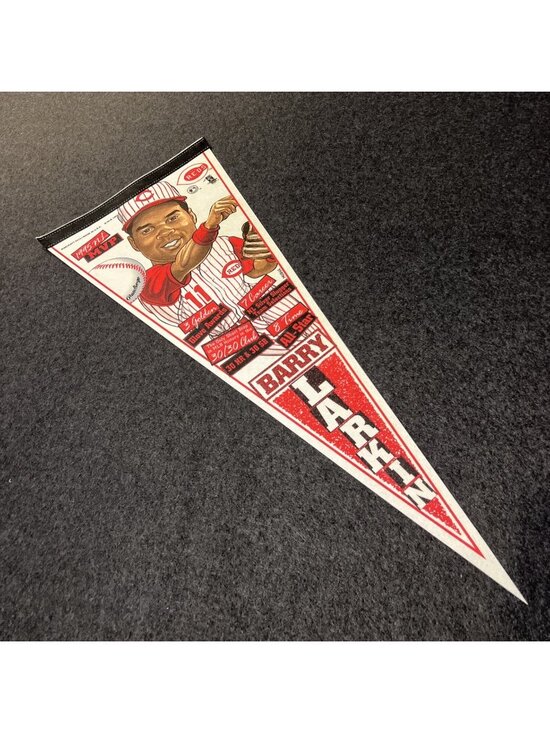 WinCraft Other - Barry Larkin Cincinnatti Reds Wincraft 1997 Large Fabric Pennant 30x12 Baseball